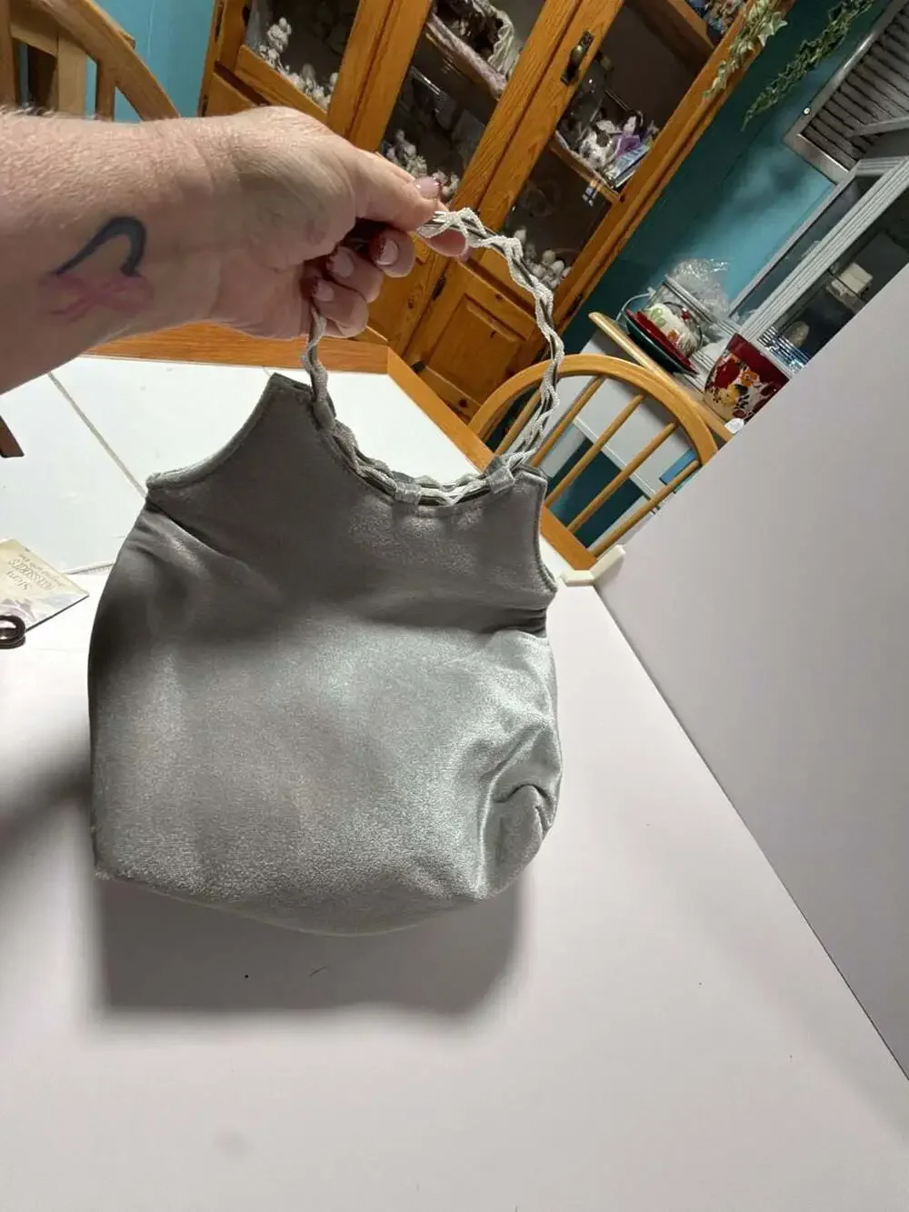 Makeup Bag Silver Grey Heart
